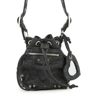 Balenciaga Shoulder Bag Le Cagole XS Denim Black Mirror